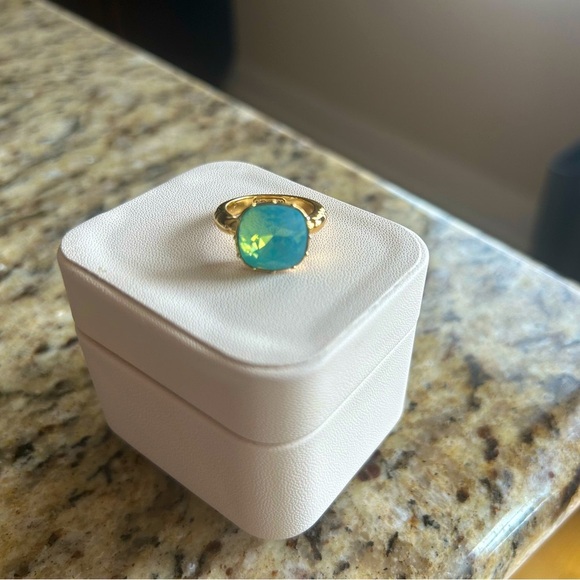 COACH Turquoise Stone Gold Ring and Earrings - Picture 4 of 7